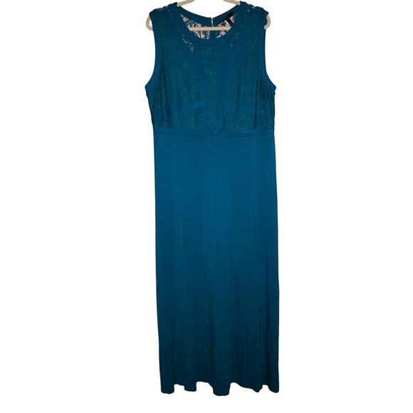 Lane Bryant teal floral lace maxi dress size 20 - Picture 1 of 6